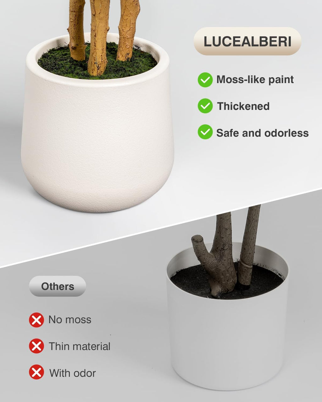 Artificial Fiddle Leaf Fig Tree in Modern White Planter