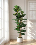 Artificial Fiddle Leaf Fig Tree in Modern White Planter
