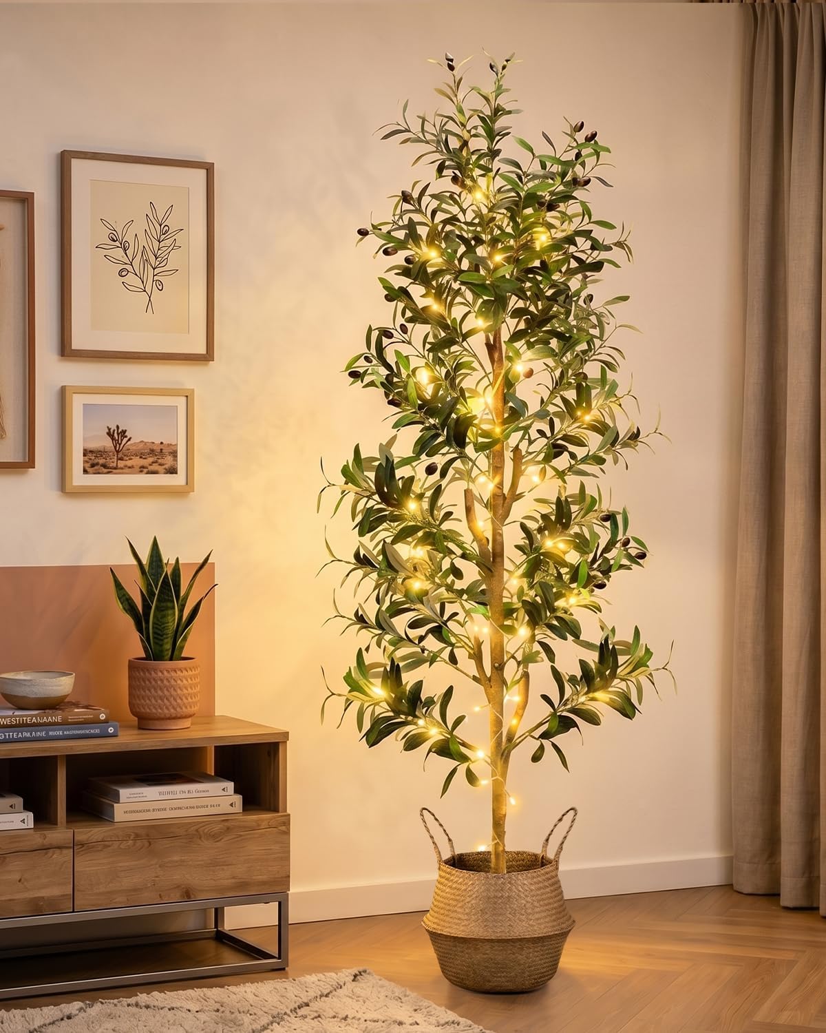 Olive Trees Artificial Indoor 6Ft Tall Faux Plants Large Fake Olivos Tree