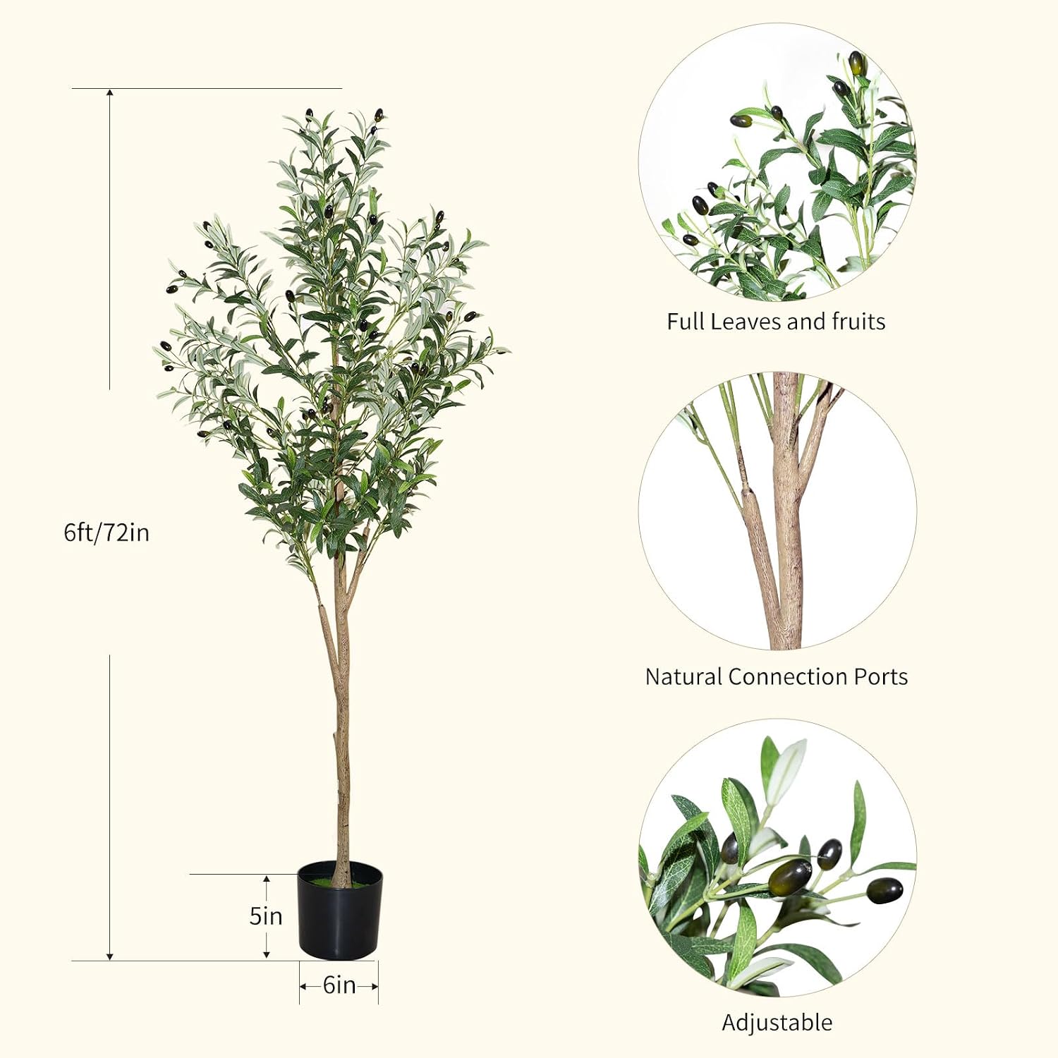 6ft Faux Olive Tree, Artificial Olive Tree Indoor
