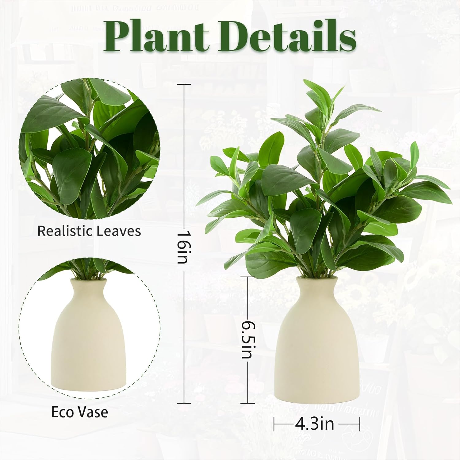 Artificial Eucalyptus Stems Potted Plant Indoor Fake Plants