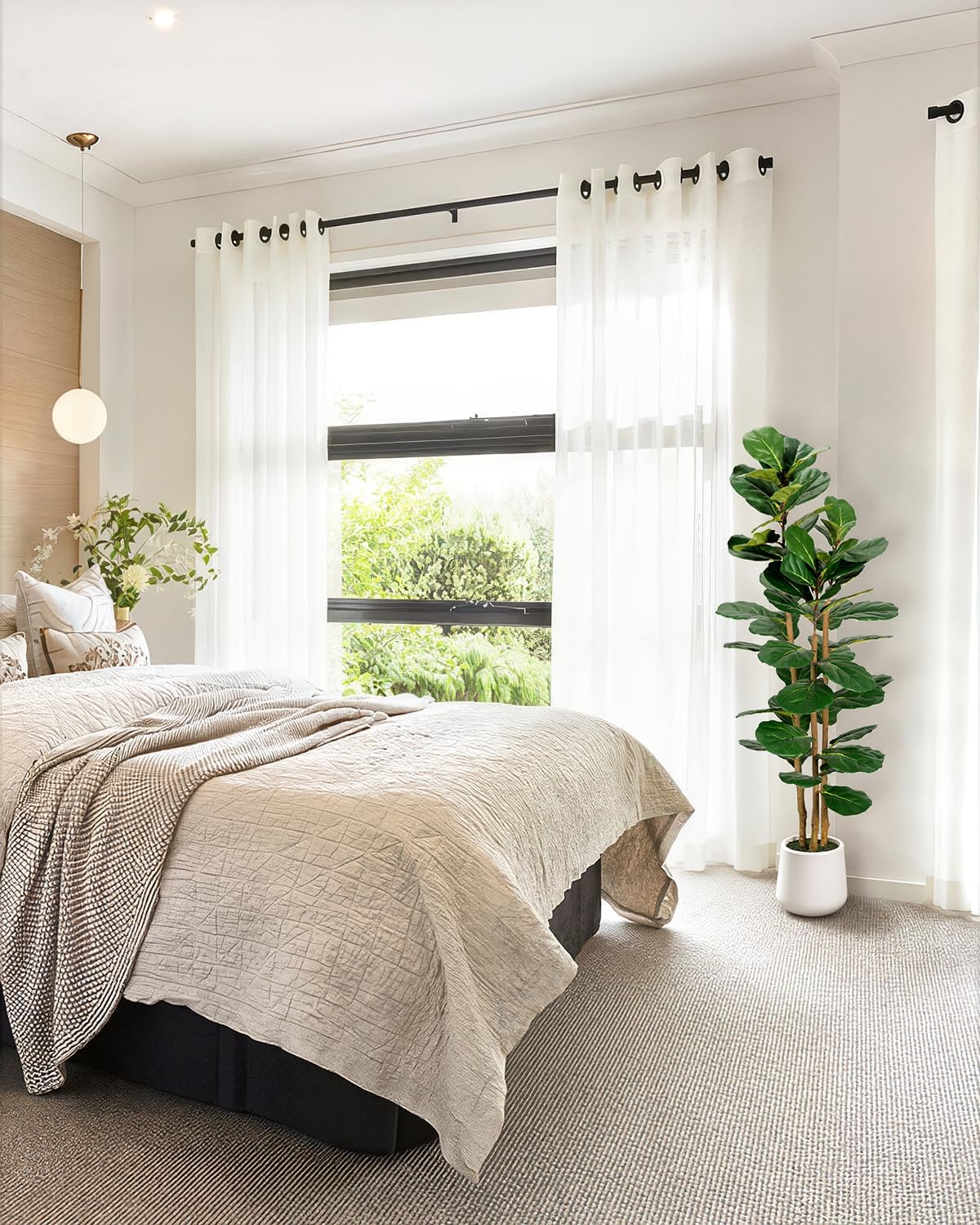 Artificial Fiddle Leaf Fig Tree in Modern White Planter