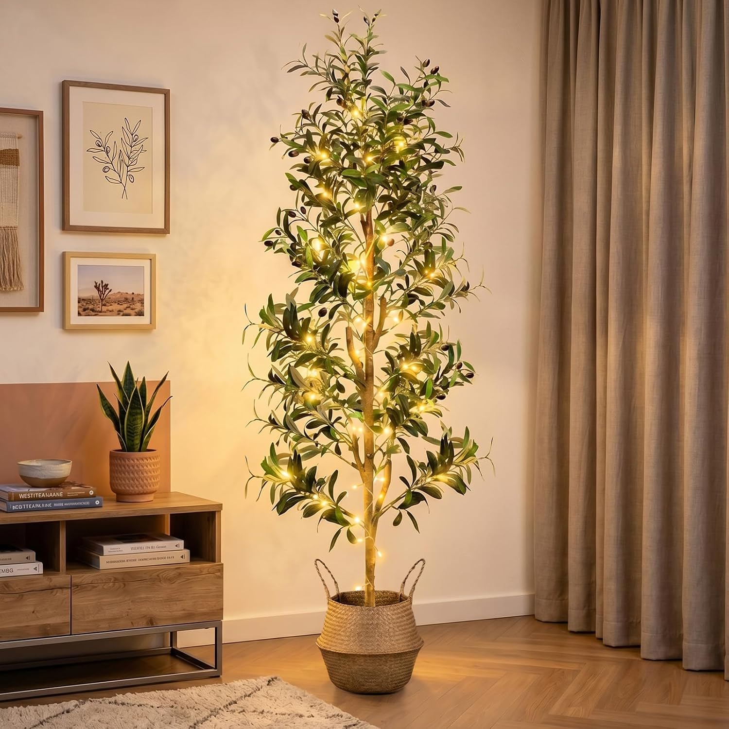 Olive Trees Artificial Indoor 6Ft Tall Faux Plants Large Fake Olivos Tree